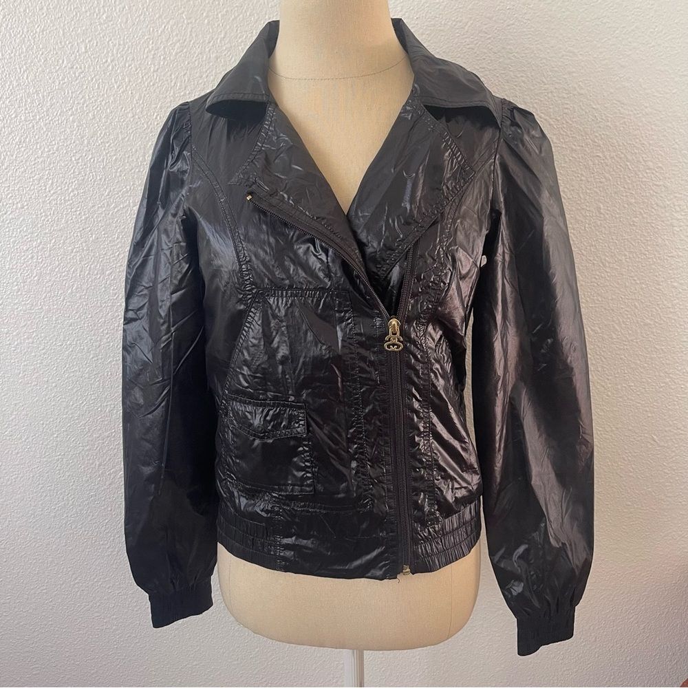 Stussy XS Stylish Wrinkled Nylon Bomber Wind Breaker Black Women's Jacket